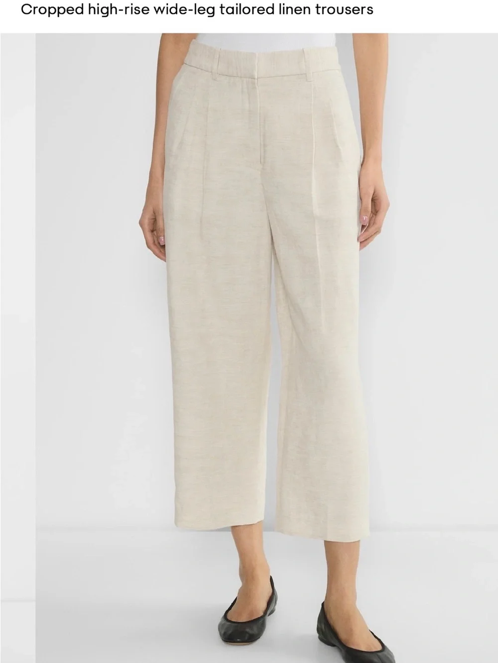 Aritzia Cropped High-Rise Wide-Leg Linen Trousers — Cream